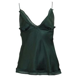 Max & Co Topo de alça de espaguete de seda verde garrafa Verde