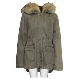 Yves Salomon Herrenjacke mit abnehmbarem Pelzfutter Grau