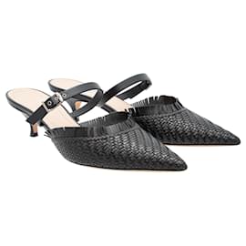 Dior-Teddy- D Woven Black Leather Mule Pumps-Black