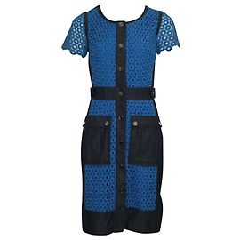 Karen Millen Vestido con botones azules Azul