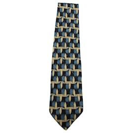 Ermenegildo Zegna-Blue and Yellow Print Elegant Tie-Blue