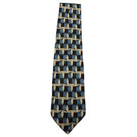 Ermenegildo Zegna-Blue and Yellow Print Elegant Tie-Blue