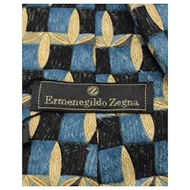 Ermenegildo Zegna-Blue and Yellow Print Elegant Tie-Blue