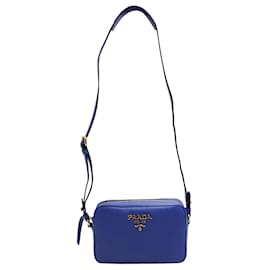 Prada-Bandoliera Saffiano Blue Leather Cross Body Bag-Blue