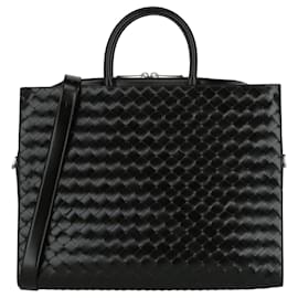 Bottega Veneta-Bottega Veneta Intrecciato Leather Briefcase-Black