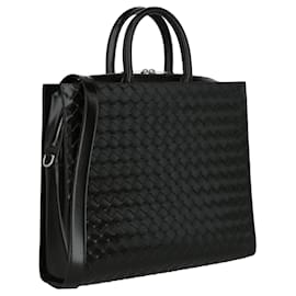 Bottega Veneta-Bottega Veneta Intrecciato Leather Briefcase-Black