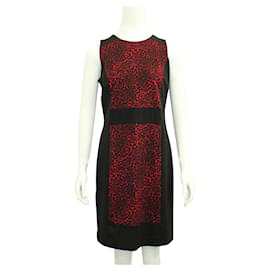 Michael Kors-Vestido recto con estampado de leopardo negro y rojo-Negro