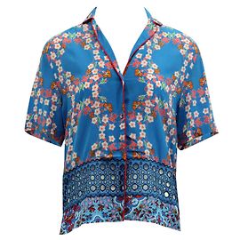 Sandro Blaues Blumenhemd Blau