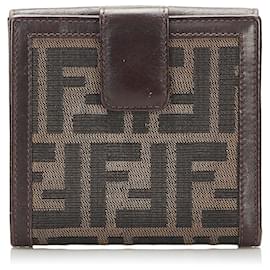 Fendi-Fendi Brown Zucca Bifold wallet-Brown