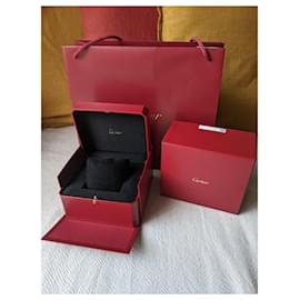 Cartier-Cartier Uhren- und Schmuckschatulle und Papiertüte-Rot