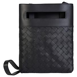 Bottega Veneta-Bottega Veneta Intrecciato Leather Messenger Bag-Blue