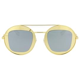 Gucci-Gucci Sonnenbrille mit rundem Rahmen-Golden,Metallisch