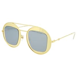 Gucci-Óculos de sol Gucci de armação redonda-Dourado,Metálico