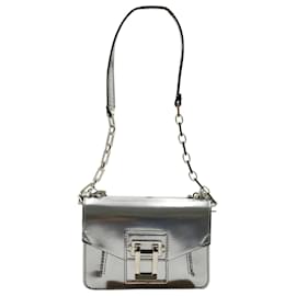 Proenza Schouler-Proenza Schouler PS1 Mini Shoulder Bag in Silver Metallic Calfskin Leather-Silvery,Metallic