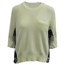 Sacai-Sacai Oversized Sweater with Back Embroidery in White Polyester-White