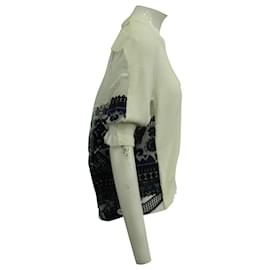 Sacai-Sacai Oversized Sweater with Back Embroidery in White Polyester-White