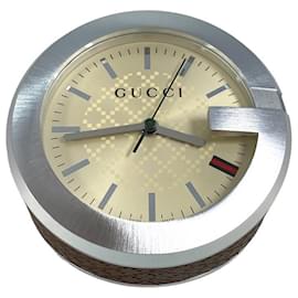 GUCCI Table Clock Brown Cream Table Watch with Box Full Set Clock Other