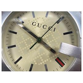 Gucci-GUCCI Table Clock Brown Cream Table Watch with Box Full Set Clock-Other