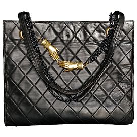 Bolsa de mão La Bagagerie em couro acolchoado preto Preto