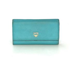 MCM LEATHER WALLET TURQUOISE LARGE Turquoise