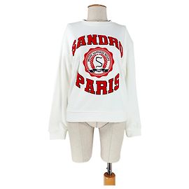 Sandro Sweatshirt White Cotton White Multiple colors
