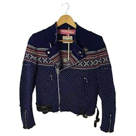 Junya Watanabe-Junya Watanabe × Lewis Leathers Rider Jacket-Navy blue