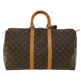 Louis Vuitton-Louis Vuitton Monograma Keepall 45 Boston Bag M41428 LV Autenticação hs1548-Outro