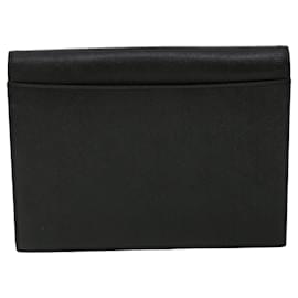 Saint Laurent-SAINT LAURENT Clutch Bag Leather Black Auth am3187-Black