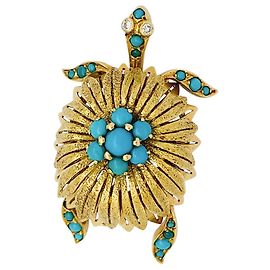 inconnue broche de civanyan, "Tortuga", oro amarillo, turquesa. Otro