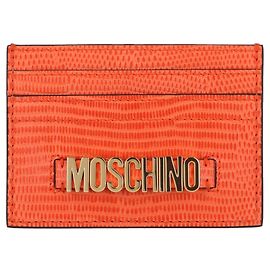 Moschino Leather Logo Card Holder Orange