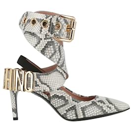 Moschino-Moschino Snakeskin-Print Pointed Pumps-Multiple colors