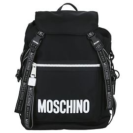 Sac à dos à logo en caoutchouc et nylon Moschino Noir