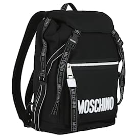 Moschino-Moschino Nylon Rubber Logo Backpack-Black