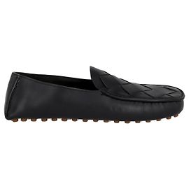 Bottega Veneta Mens Intrecciato Leather Loafers Nero