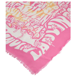 Lanvin-Lanvin Summer Wave Logo Scarf-Pink
