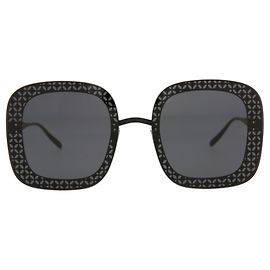 Alaïa Square-Frame Metal Sunglasses Black