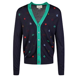 Gucci-Symbol-Strickjacke Blau