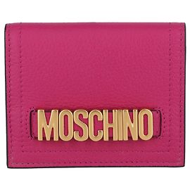 Moschino Logo Hardware Leather Bi-Fold Wallet Pink