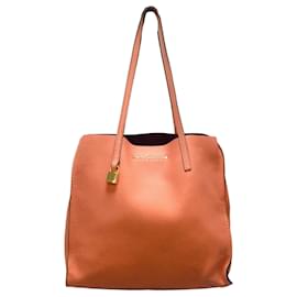 Marc Jacobs-Marc Jacobs Pebbled Peach Leather Tote -Orange