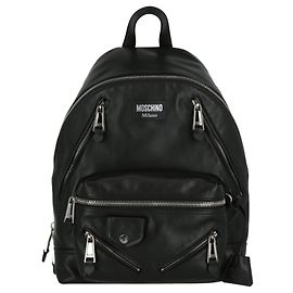 Moschino Biker Jacket Leather Backpack Black