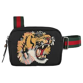 Gucci-Gucci Embroidered Tiger Crossbody Bag-Black