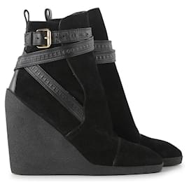 Louis Vuitton-Louis Vuitton Black suede Crossroads Wedge Heeled Ankle Boots-Black