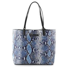 Diane Von Furstenberg Bleu, black, And White Sac cabas en cuir à imprimé serpent Autre