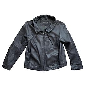 Marc Cain Leather Coat Jacket Black Black