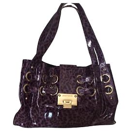 Jimmy Choo Leopard Handbag Dark Purple Leather Dark purple