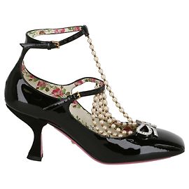 Escarpins en cuir verni ornés Gucci Taide Noir