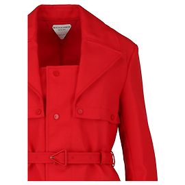 Bottega Veneta Belted Twill Jacket Red
