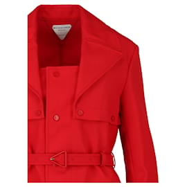 Bottega Veneta-Bottega Veneta Belted Twill Jacket-Red