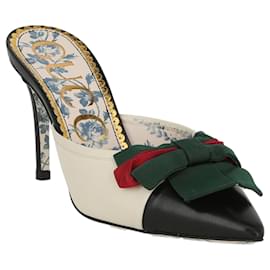 Gucci-Web Bow Leather Mules-Black