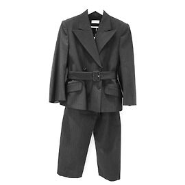 Dries Van Noten AW19 Locker sitzender Nadelstreifen-Hosenanzug Grau